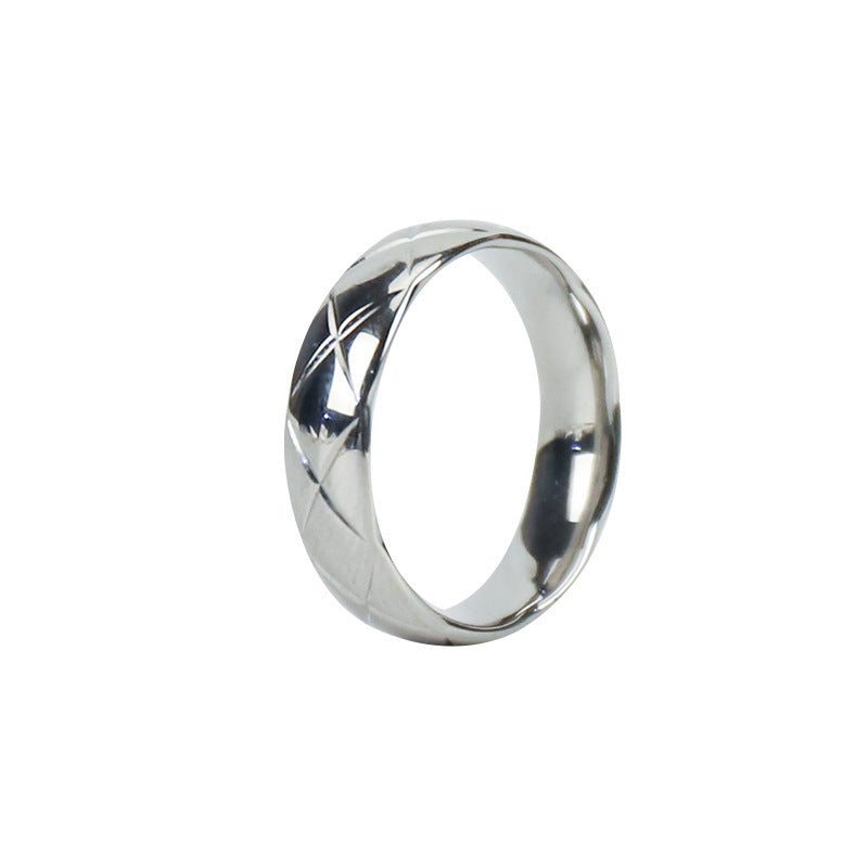 wholesale fashion wedding party stainless steel 6mm faceted men ring finger rings jewelry manufacturer supplier