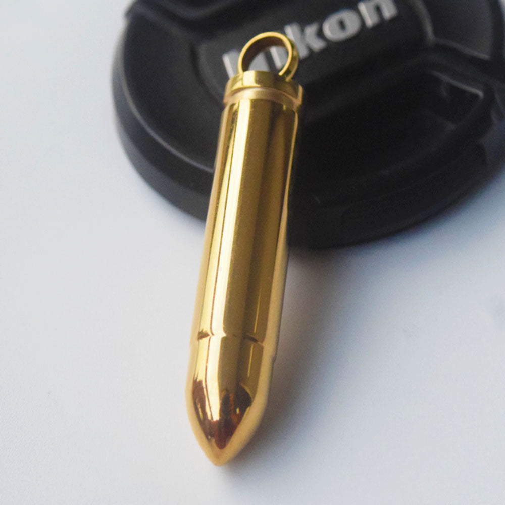 men's stainless steel bullet ashes vial urn pendant necklace jewelry no chain 47x10mm gold black and silver 3 colors