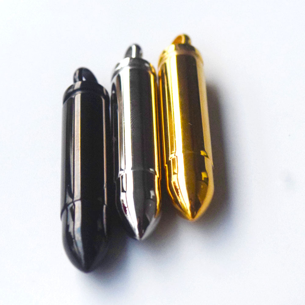 men's stainless steel bullet ashes vial urn pendant necklace jewelry no chain 47x10mm gold black and silver 3 colors