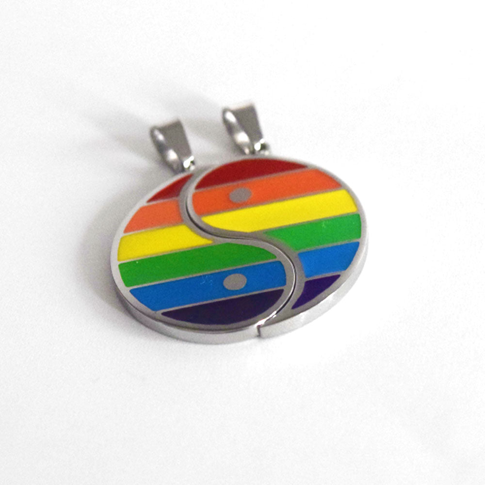 fashion his and hers stainless steele necklace with yin and yang lgbt gay pride couple lover pendant necklaces jewelry