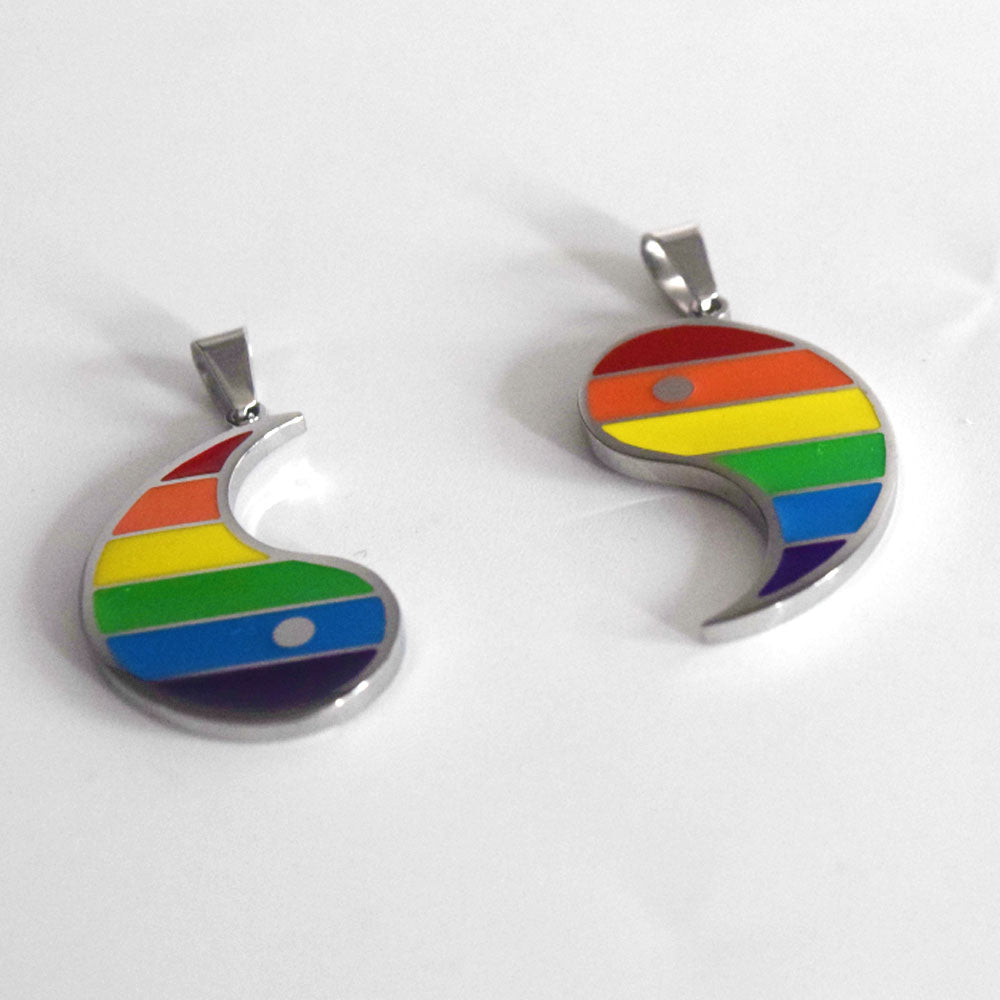 fashion his and hers stainless steele necklace with yin and yang lgbt gay pride couple lover pendant necklaces jewelry