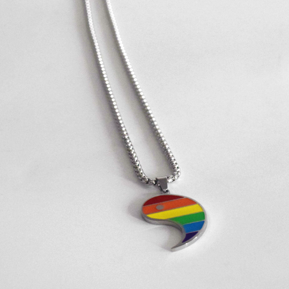 fashion his and hers stainless steele necklace with yin and yang lgbt gay pride couple lover pendant necklaces jewelry