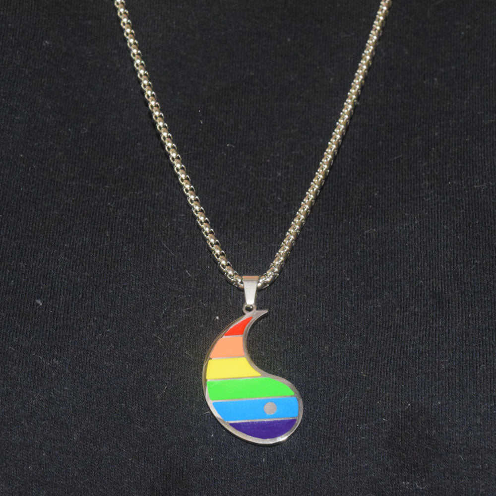 fashion his and hers stainless steele necklace with yin and yang lgbt gay pride couple lover pendant necklaces jewelry