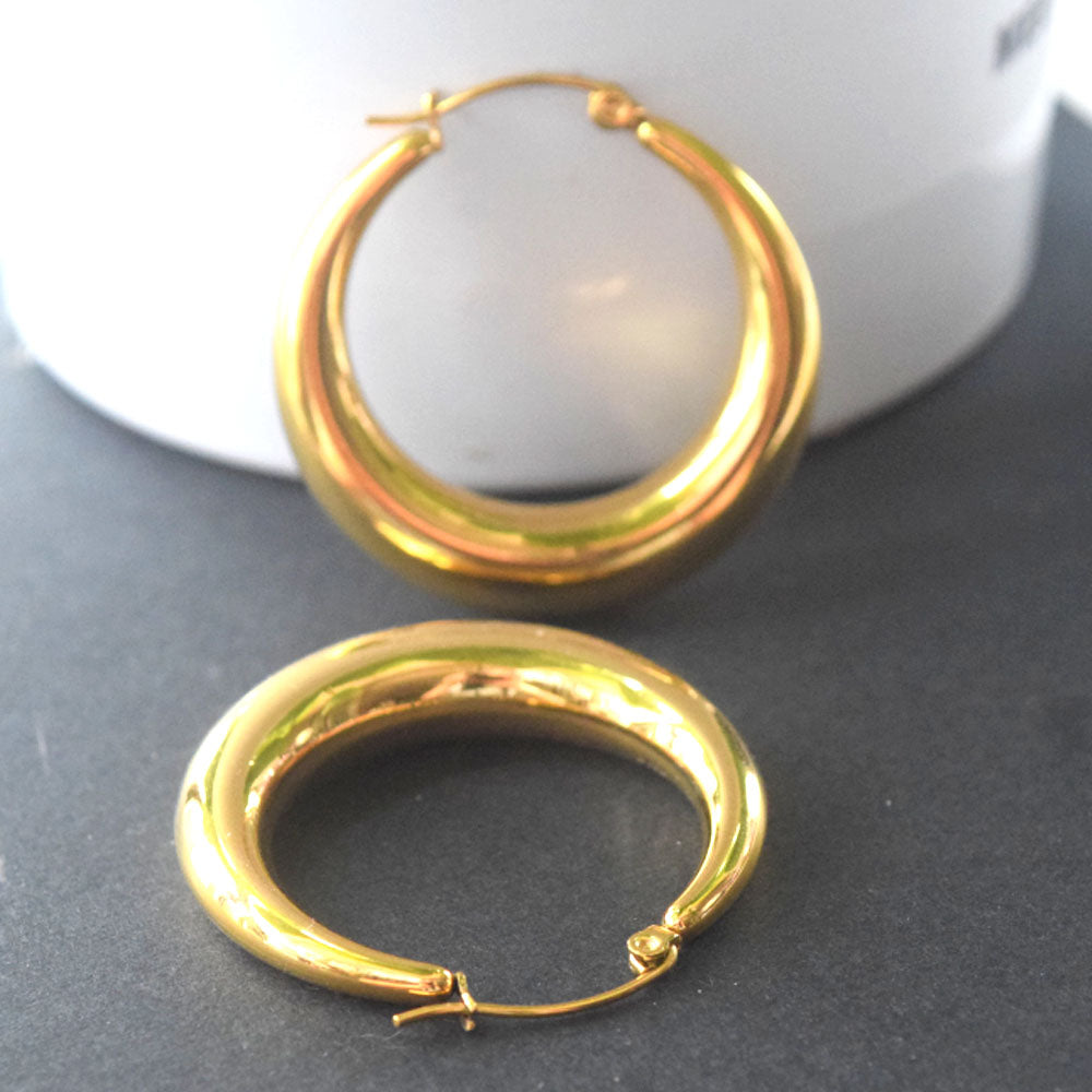 stainless steel 18k gold plated blank moon hoop shape dangle earring jewelry earrings hoops for women