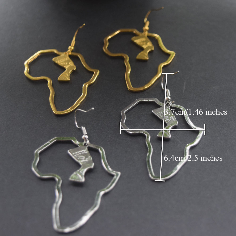 brass alloy long cleopatra egyptian african queen dangle drop earrings women