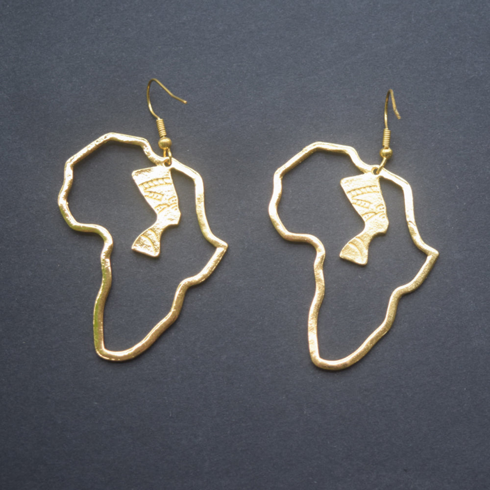 brass alloy long cleopatra egyptian african queen dangle drop earrings women