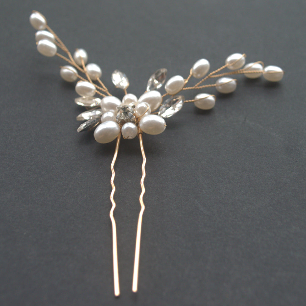 korean laide women fashion abs pearl bead metal copper hair pin clips jeweled jewelry accessories for women girls