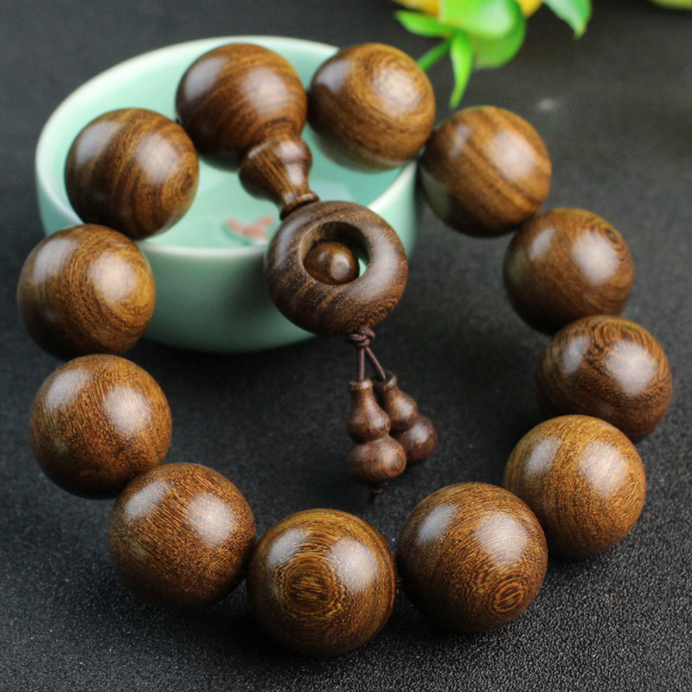 handmade big golden s-wood beads beaded bracelet wooden bracelets prayer jewelry