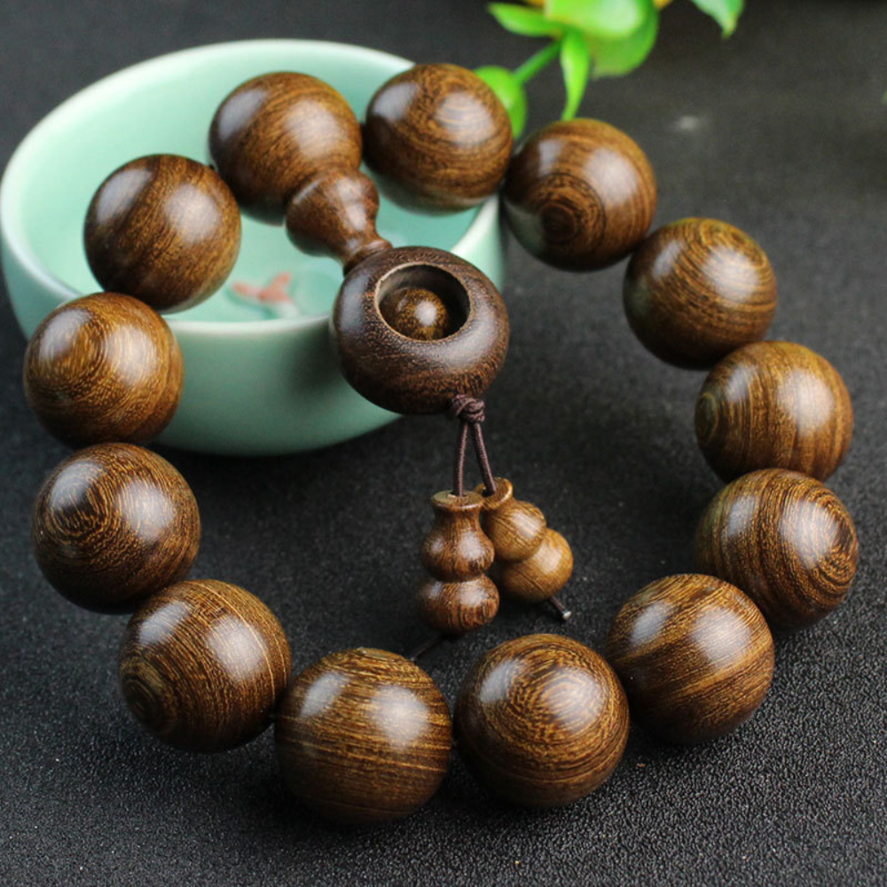 handmade big golden s-wood beads beaded bracelet wooden bracelets prayer jewelry