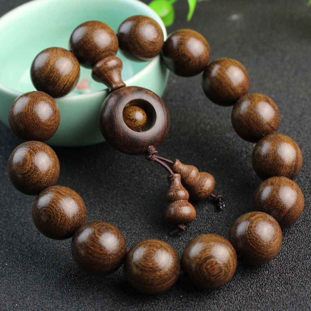 handmade big golden s-wood beads beaded bracelet wooden bracelets prayer jewelry