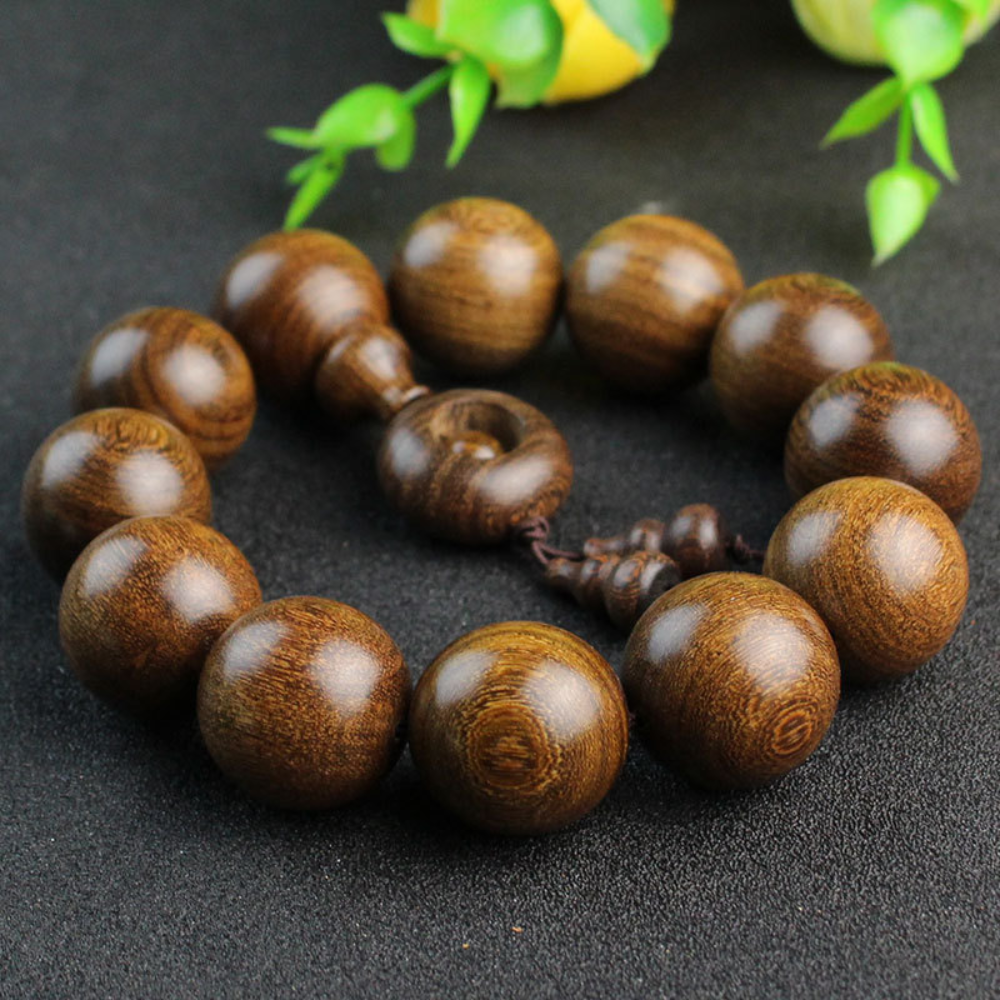 handmade big golden s-wood beads beaded bracelet wooden bracelets prayer jewelry