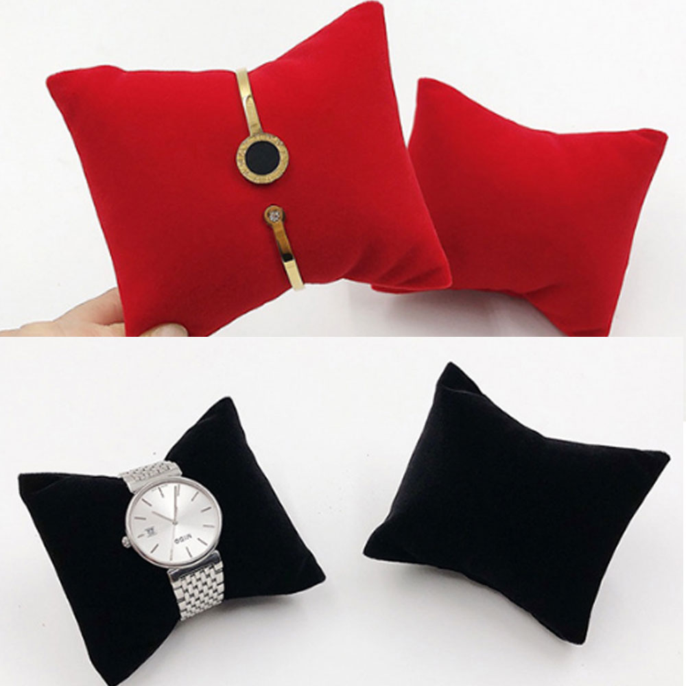 black and red color velvet stackable jewelry display tray organizer with pillow for bracelet and watch wholesaler