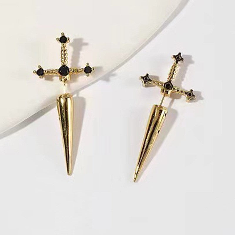 funky goth brass alloy sword charm earring jewelry for cosplay unisex