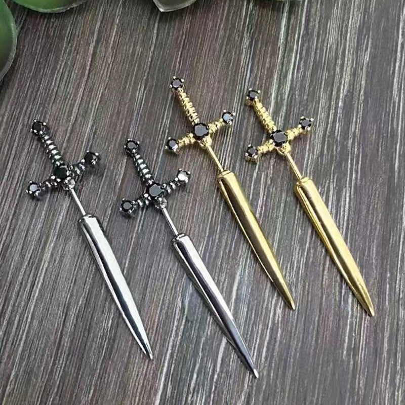 funky goth brass alloy sword charm earring jewelry for cosplay unisex