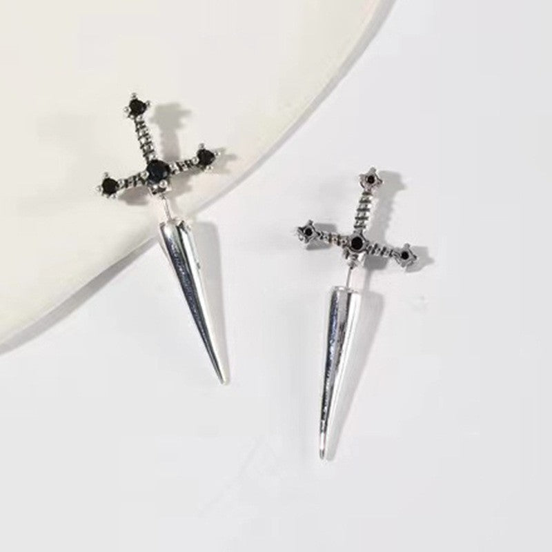 funky goth brass alloy sword charm earring jewelry for cosplay unisex