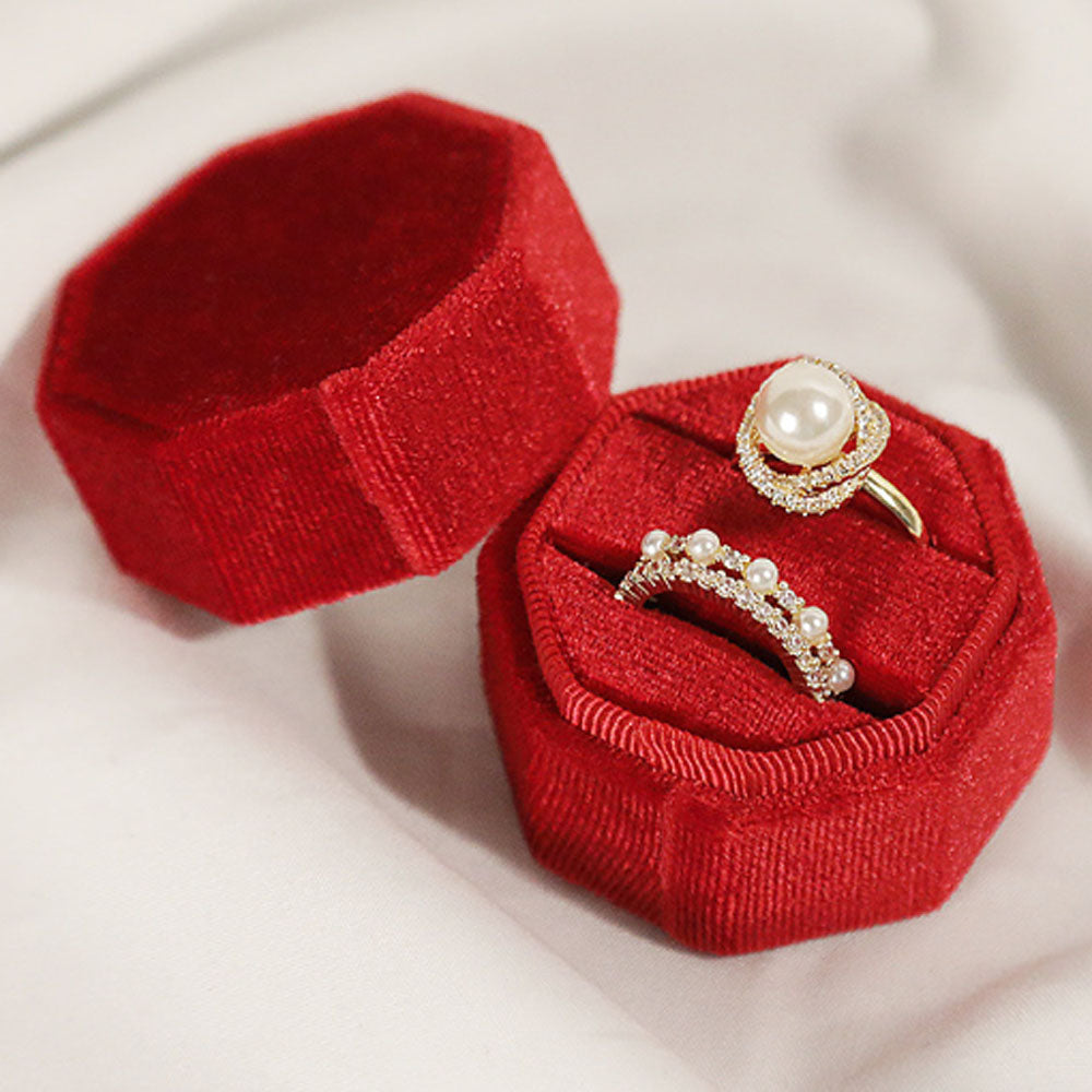 luxury high end creative couple single or double rings box velvet wedding engagement boxes can pack 2 rings for ceremony