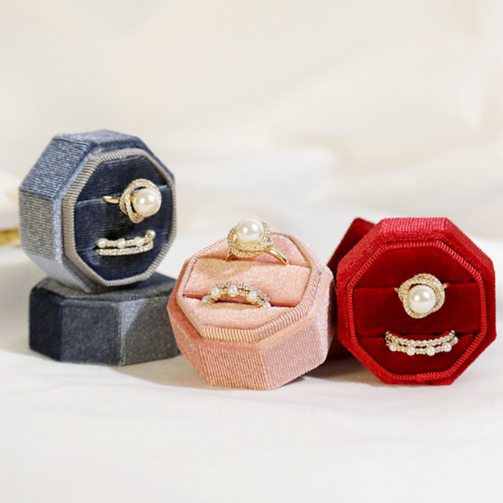 luxury high end creative couple single or double rings box velvet wedding engagement boxes can pack 2 rings for ceremony