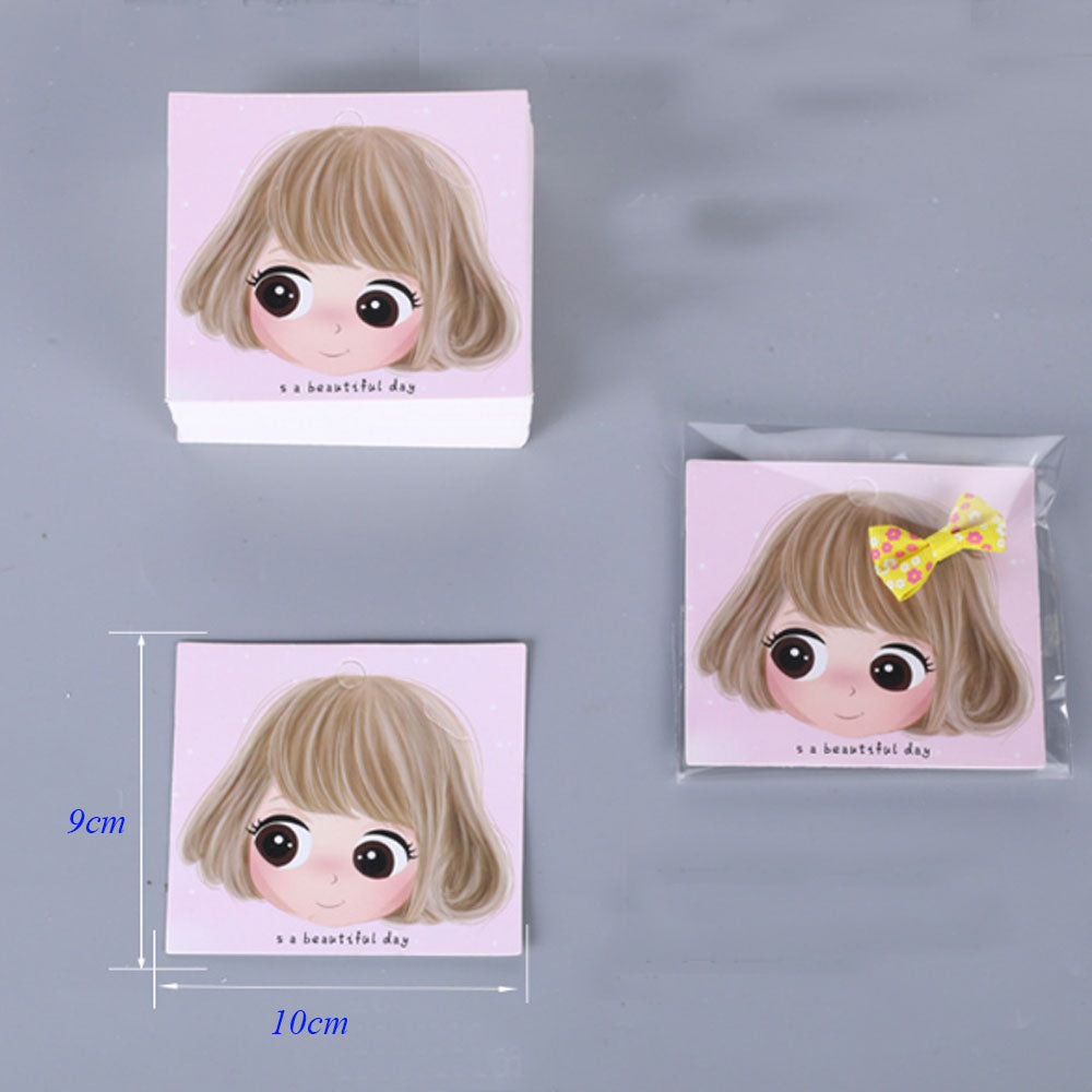 little cute girls printing paper card holder pack display for hair ties hair clips hair accessories