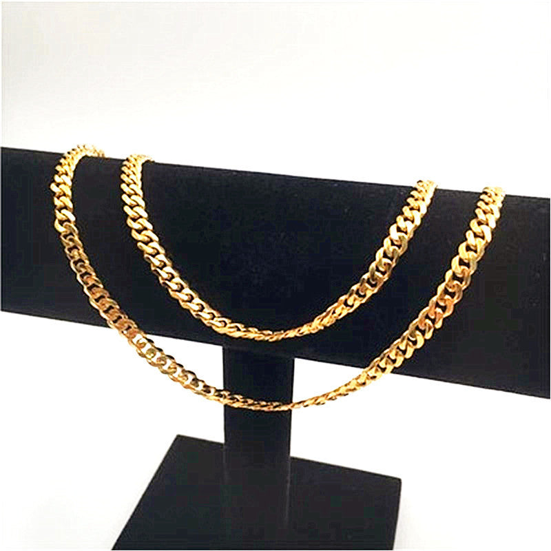 fashion trendy stainless steel gold miami cuban link chain necklace 3mm 6mm 22 inches 18 inches men women girls boys