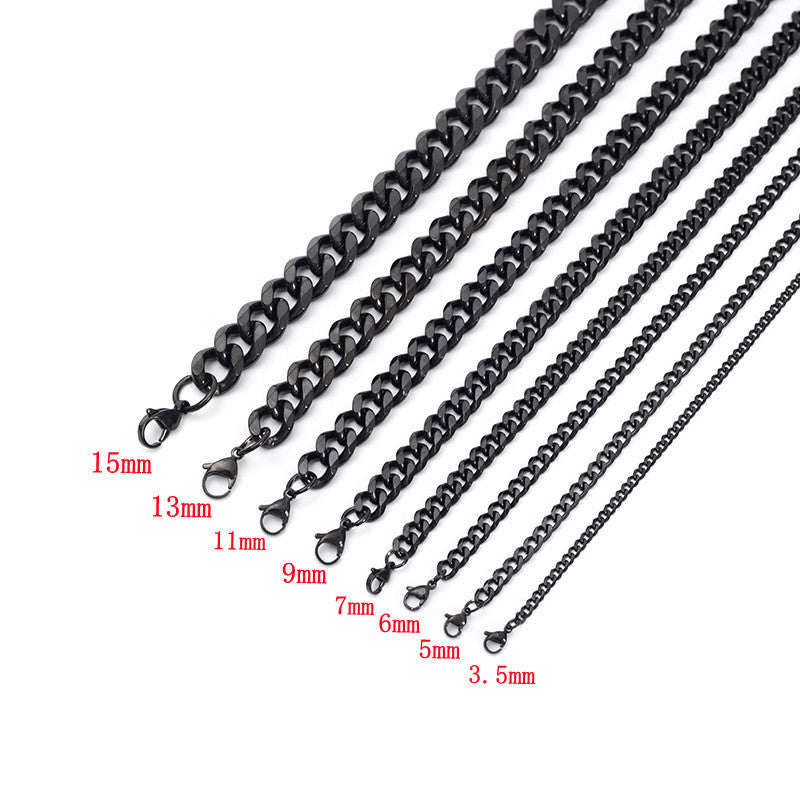 fashion trendy stainless steel gold miami cuban link chain necklace 3mm 6mm 22 inches 18 inches men women girls boys