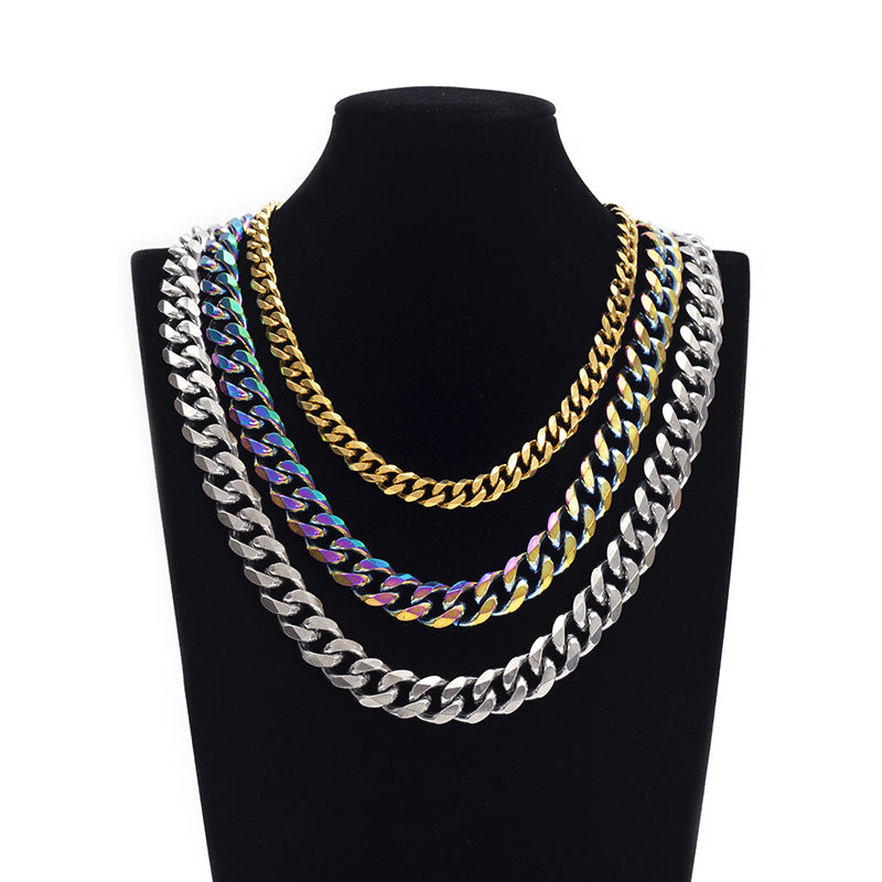 fashion trendy stainless steel gold miami cuban link chain necklace 3mm 6mm 22 inches 18 inches men women girls boys