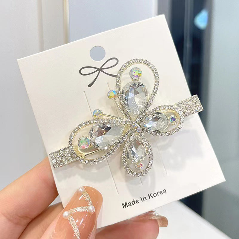 korean ladies bridal rhinestone shiny glitter french hair pin clips bun accessories for wedding beauty salon for women girls