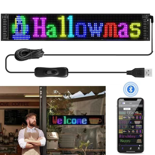 7''x3''Flexible LED Matrix Panel screen Bluetooth DIY Programmable Sign for Car back window business your website advertising