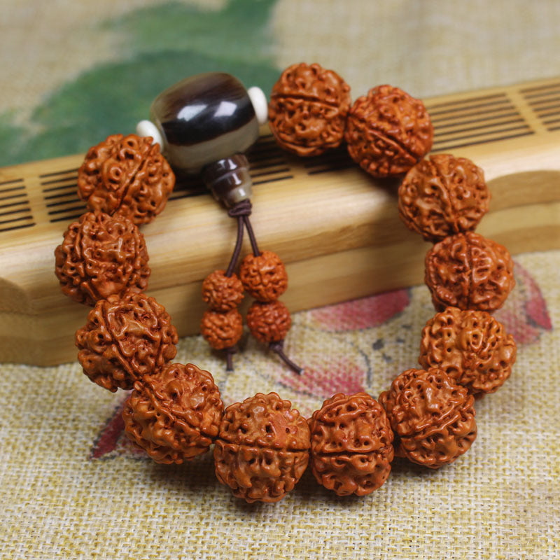 pure handmade natural Nepal bodhi Rudraksha beads beaded yoga meditation bracelet 2cm bead unisex for men and women