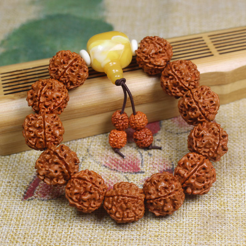 pure handmade natural Nepal bodhi Rudraksha beads beaded yoga meditation bracelet 2cm bead unisex for men and women