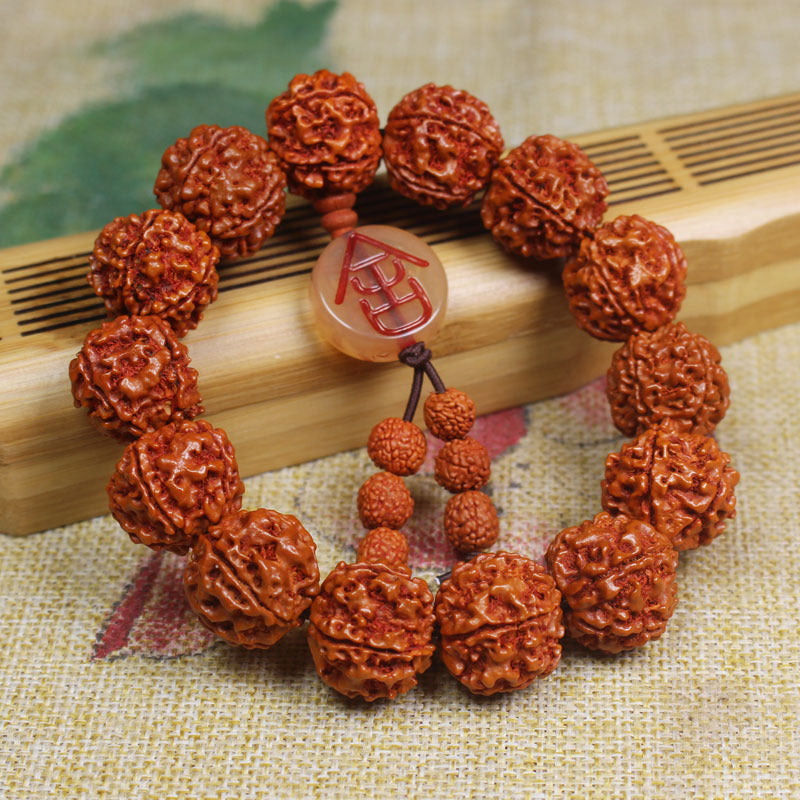 pure handmade natural Nepal bodhi Rudraksha beads beaded yoga meditation bracelet 2cm bead unisex for men and women