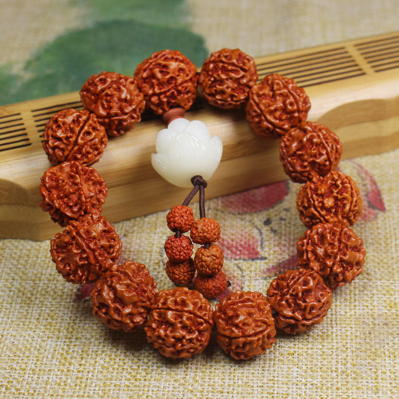 pure handmade natural Nepal bodhi Rudraksha beads beaded yoga meditation bracelet 2cm bead unisex for men and women