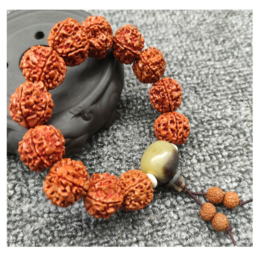 pure handmade natural Nepal bodhi Rudraksha beads beaded yoga meditation bracelet 2cm bead unisex for men and women