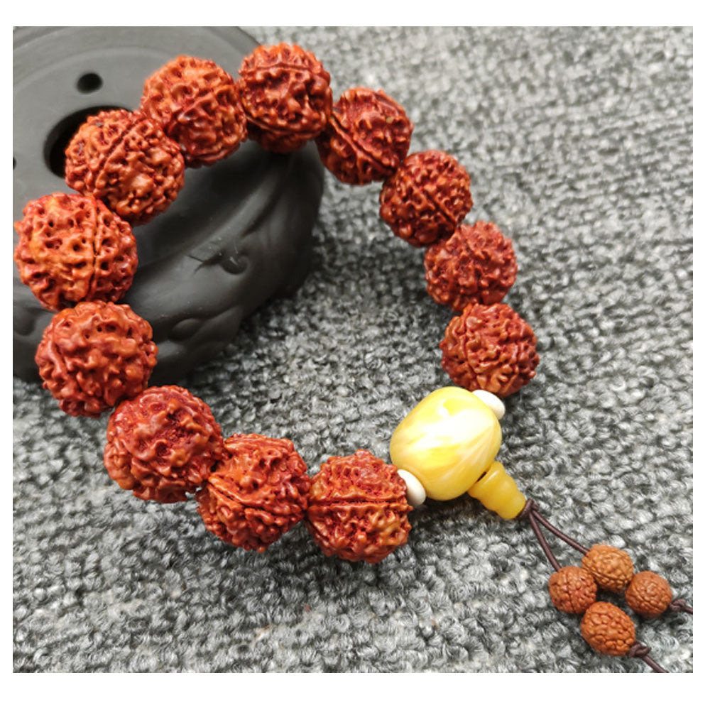 pure handmade natural Nepal bodhi Rudraksha beads beaded yoga meditation bracelet 2cm bead unisex for men and women