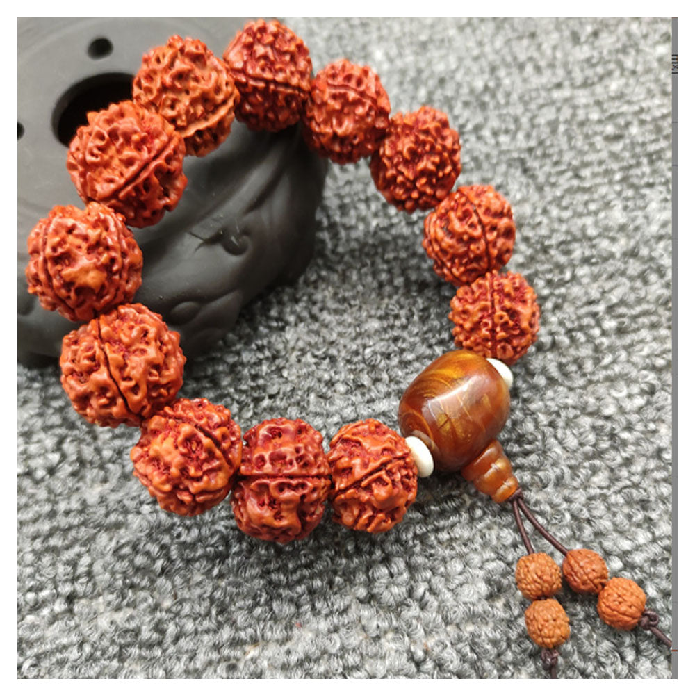 pure handmade natural Nepal bodhi Rudraksha beads beaded yoga meditation bracelet 2cm bead unisex for men and women