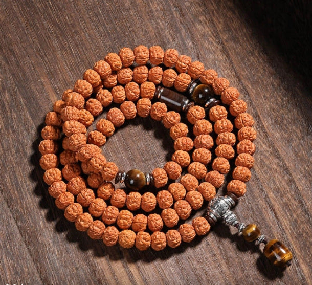 nepal hinduism natural rudraksha prayer yoga meditation seed mala original 108 bracelet for men women unisex