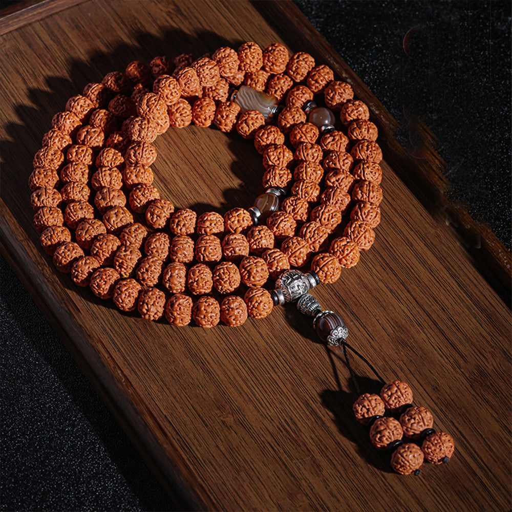 nepal hinduism natural rudraksha prayer yoga meditation seed mala original 108 bracelet for men women unisex