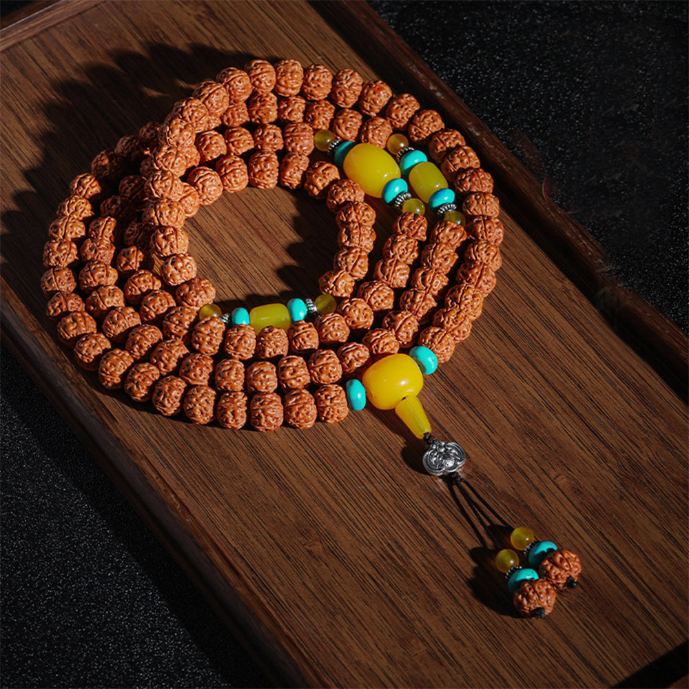 nepal hinduism natural rudraksha prayer yoga meditation seed mala original 108 bracelet for men women unisex