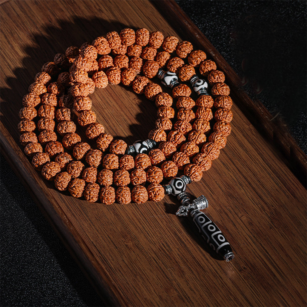 nepal hinduism natural rudraksha prayer yoga meditation seed mala original 108 bracelet for men women unisex