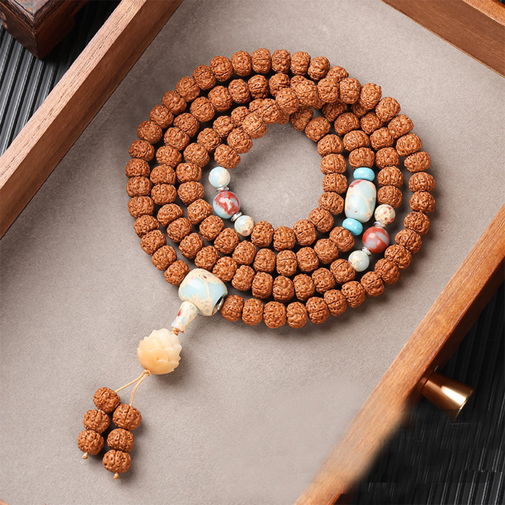 nepal hinduism natural rudraksha prayer yoga meditation seed mala original 108 bracelet for men women unisex