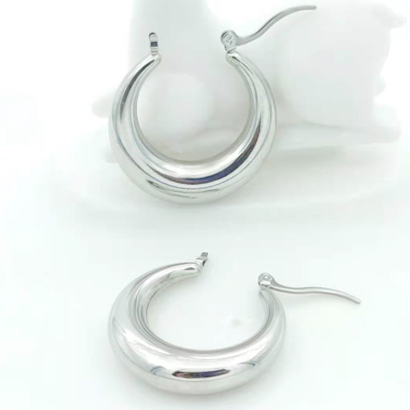 stainless steel 18k gold plated blank moon hoop shape dangle earring jewelry earrings hoops for women