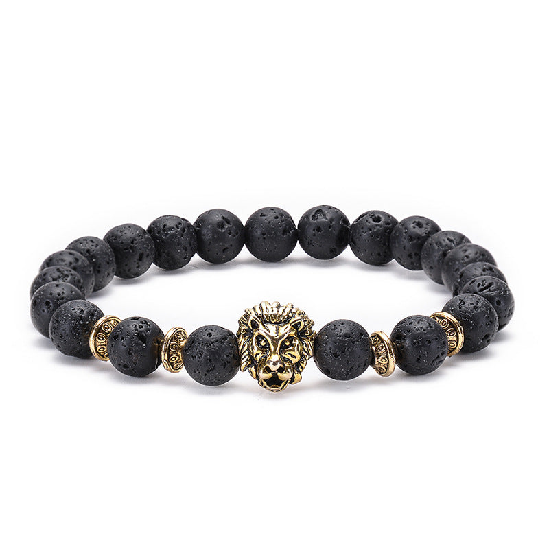 elastic cord lion buddha owl buddha wholesale lava rock beads beaded bracelet anti anxiety essential oil diffuser jewelry unisex