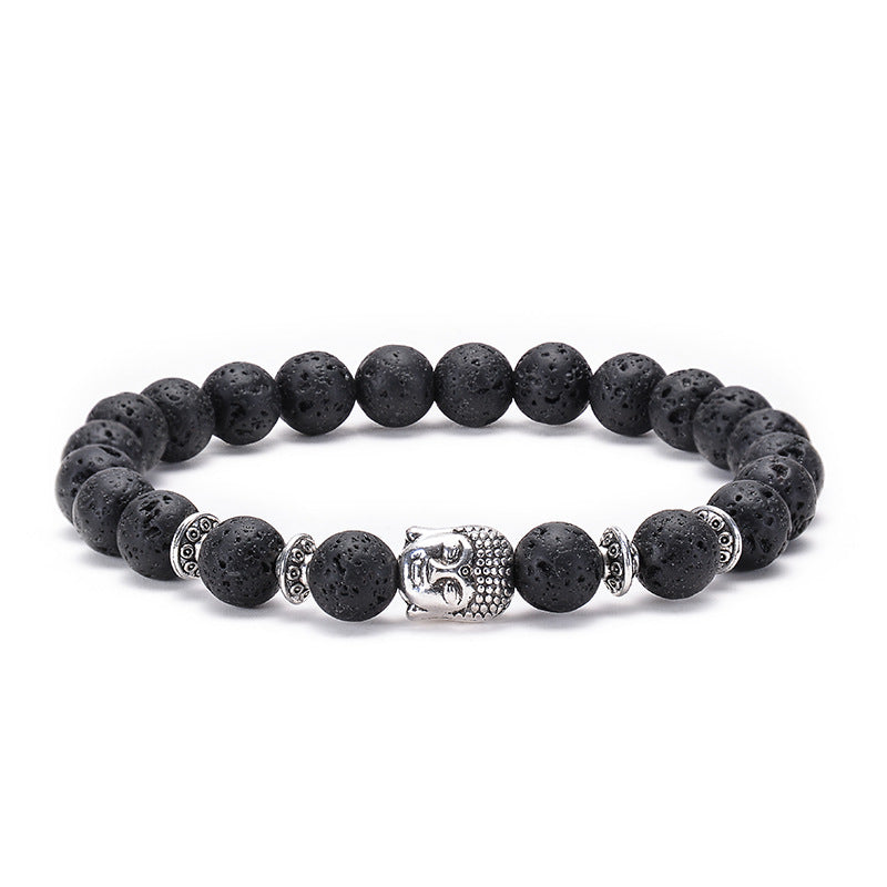 elastic cord lion buddha owl buddha wholesale lava rock beads beaded bracelet anti anxiety essential oil diffuser jewelry unisex