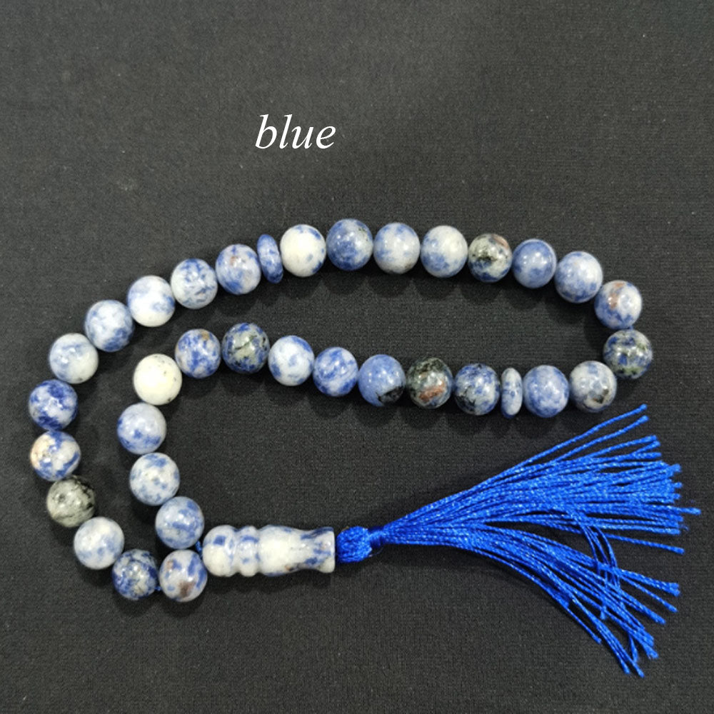 handmade boho natural gemstone rose quartz agate islamic muslim prayer 33 beads wrist bracelet tasbih tassel pendant accessory