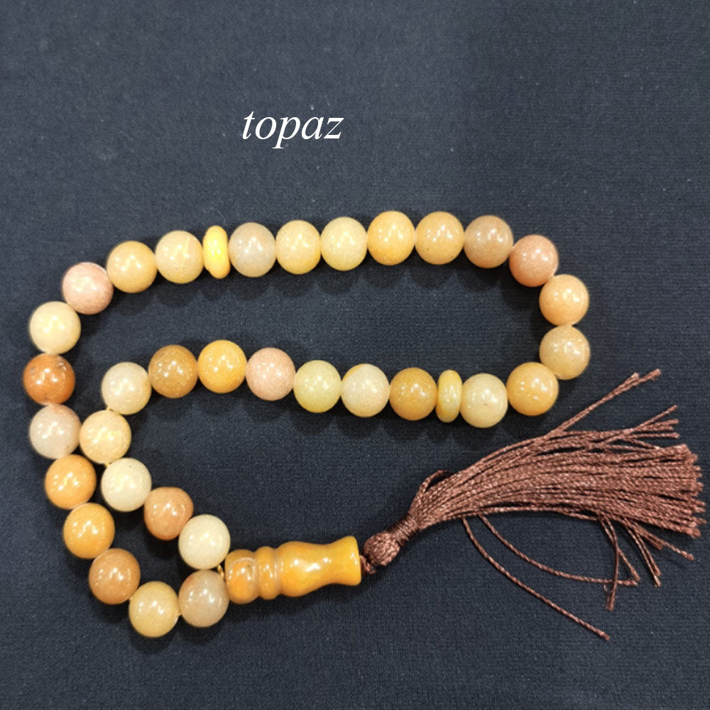 handmade boho natural gemstone rose quartz agate islamic muslim prayer 33 beads wrist bracelet tasbih tassel pendant accessory