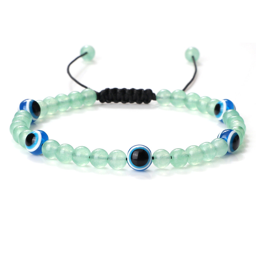 boho healing energy natural gemstone crystal blue green black lava stone evil eyes charm bracelet design for women everyday