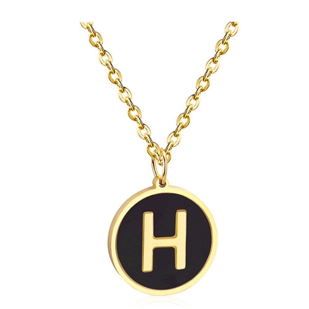 women stainless steel silver gold color with 26 initial letter charm pendant chain necklace initial jewelr