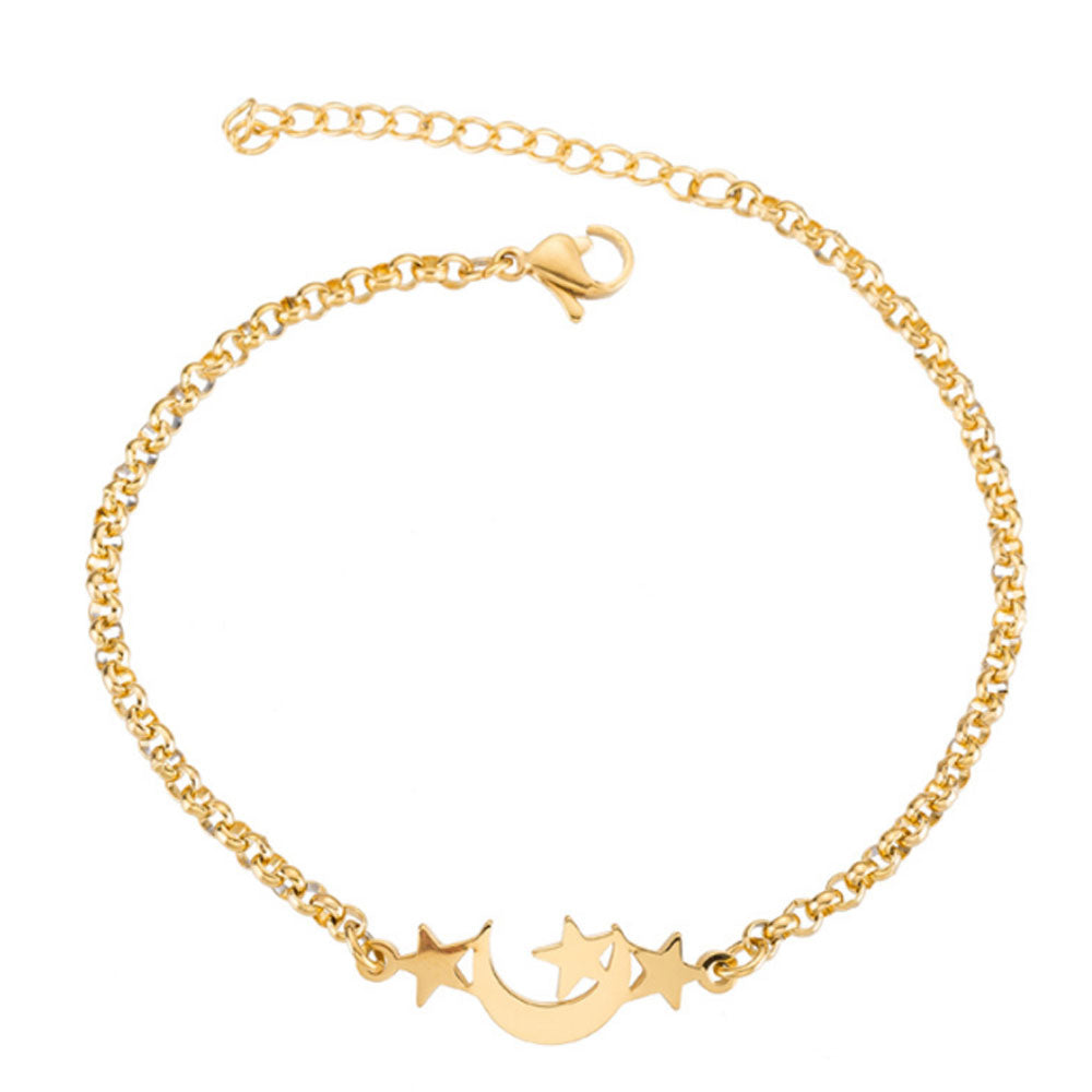 fashion bracelet 316 surgical stainless steel star moon charm bangle bracelet jewelry women silver gold and rose gold