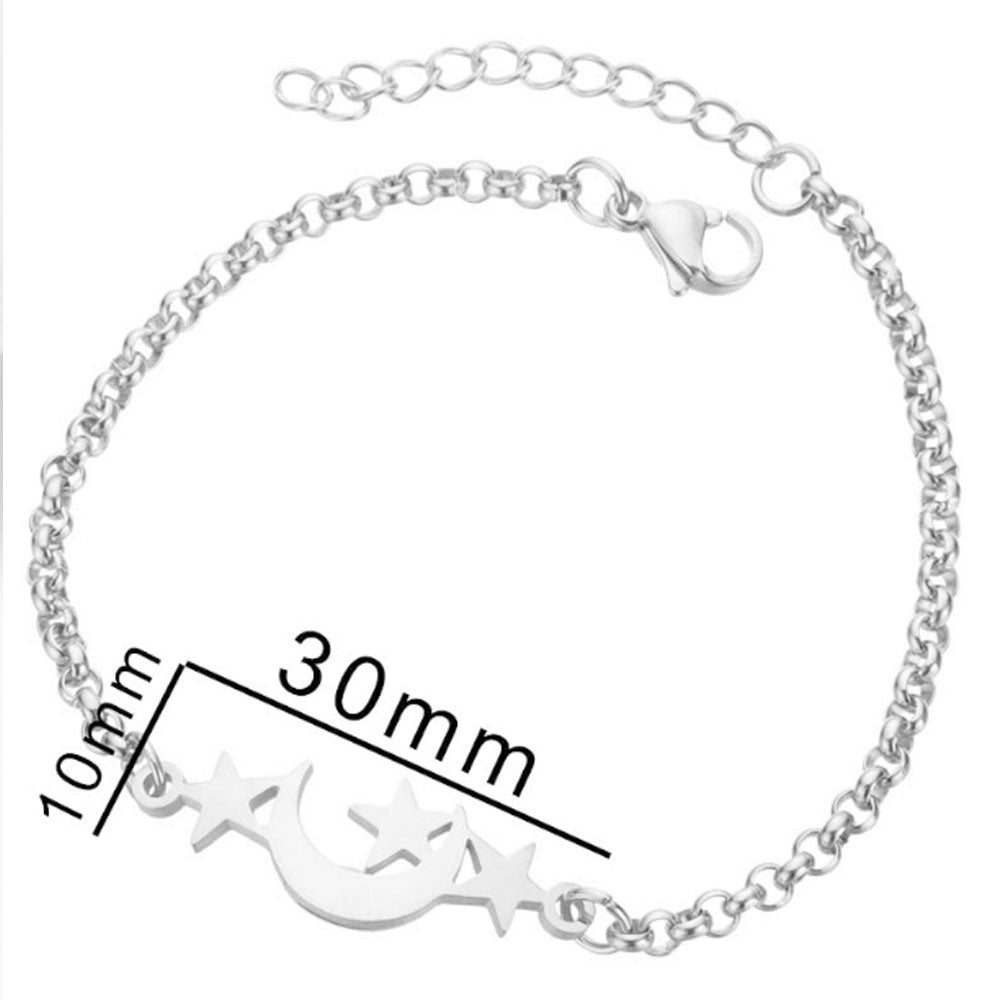 fashion bracelet 316 surgical stainless steel star moon charm bangle bracelet jewelry women silver gold and rose gold