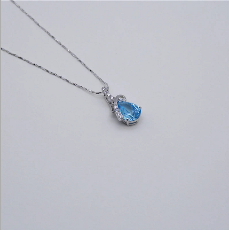 chain with Austria healing blue crystal heart of ocean pendant necklace silver 925 women jewelry