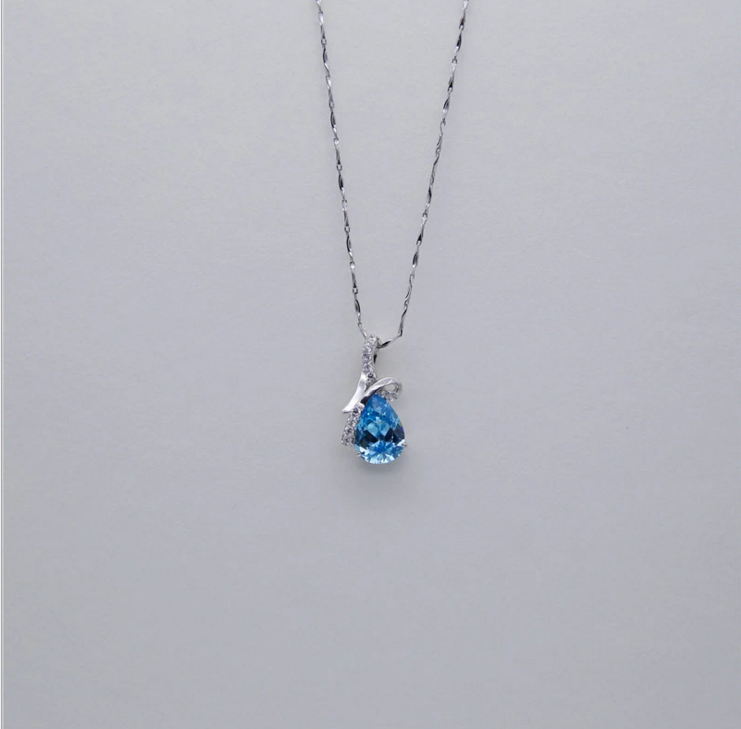 chain with Austria healing blue crystal heart of ocean pendant necklace silver 925 women jewelry